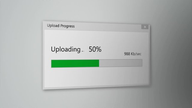 Upload With Progress Bar, Closeup Process of Uploading File in Internet. 2 Different Points of View.