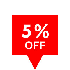 Sale - 5 percent off - red tag isolated - vector