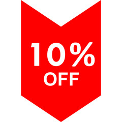 Sale - 10 percent off - red tag isolated - vector