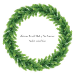 Merry Christmas design.Natural holiday wreath.