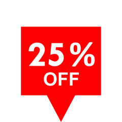 Sale - 25 percent off - red tag isolated - vector