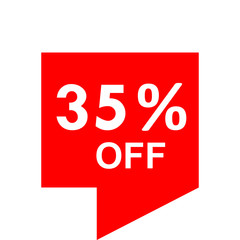 Sale - 35 percent off - red tag isolated - vector