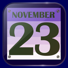 November 23 icon. For planning important day. Banner for holidays and special days. Twenty-third november icon. Illustration.