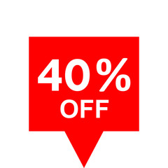 Sale - 40 percent off - red tag isolated - vector