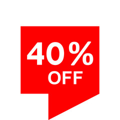 Sale - 40 percent off - red tag isolated - vector