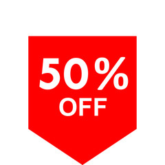 Sale - 50 percent off - red tag isolated - vector