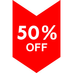 Sale - 50 percent off - red tag isolated - vector
