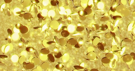 Golden coins. Business and finance concept background. 3D rendering