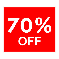 Sale - 70 percent off - red tag isolated - vector