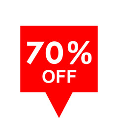Sale - 70 percent off - red tag isolated - vector