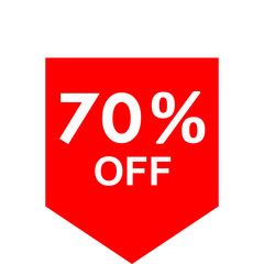 Sale - 70 percent off - red tag isolated - vector