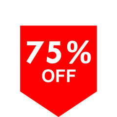 Sale - 75 percent off - red tag isolated - vector