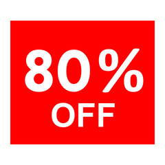 Sale - 80 percent off - red tag isolated - vector