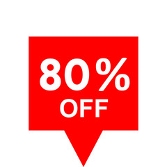Sale - 80 percent off - red tag isolated - vector