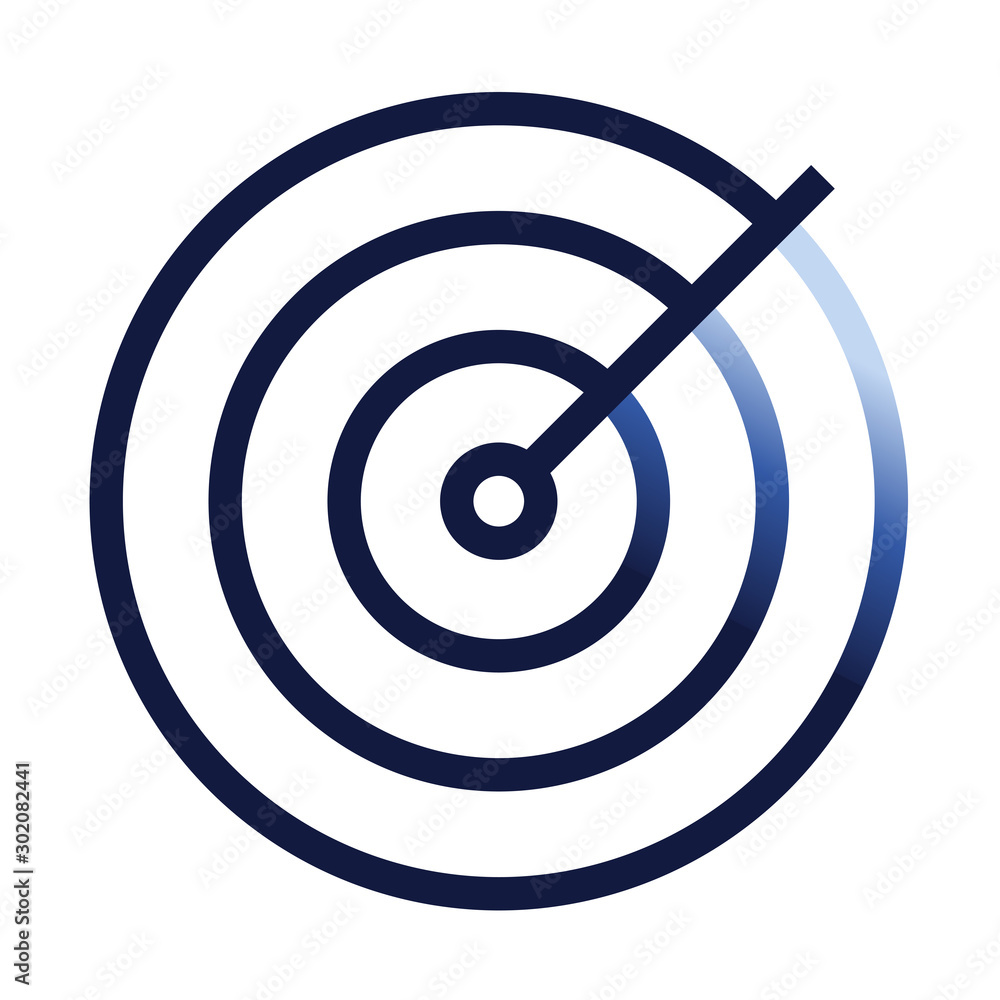 Poster Radar scan flat ouline icon. Vector radiolocation colorful symbol or logo element