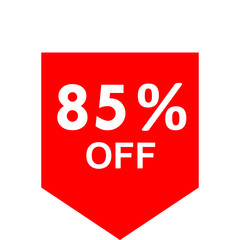 Sale - 85 percent off - red tag isolated - vector