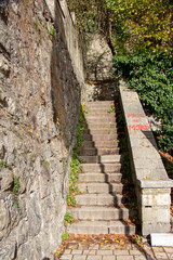 View of a steep staircase, stairway to the castle in Passau