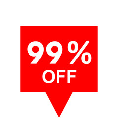 Sale - 99 percent off - red tag isolated - vector