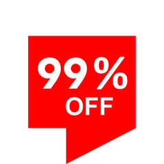 Sale - 99 percent off - red tag isolated - vector