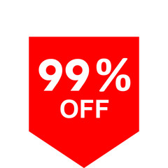 Sale - 99 percent off - red tag isolated - vector