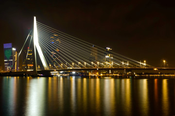 Fototapeta na wymiar Rotterdam skyline by night, Holland