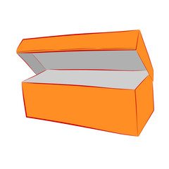 Simple Hand Draw Sketch Vector Mockup Orange Shoe Box, Isolated on white