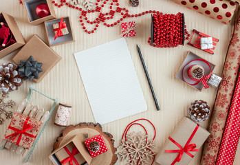 wish list among christmas gifts and decoration