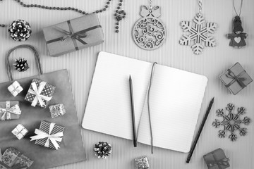 black and white wish list among christmas gifts 