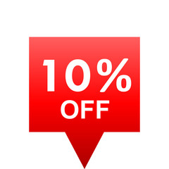 Sale - 10 percent off - red gradient tag isolated - vector