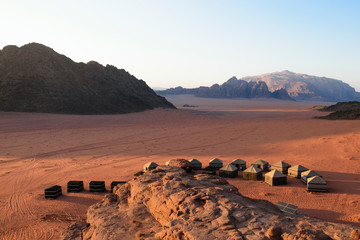 View of the camp in the desert.