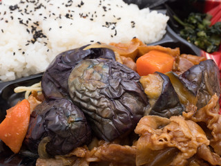 ナスと豚肉炒めの弁当