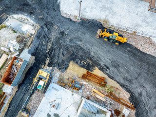 Construction site under construction, aerial view.