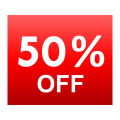 Sale - 50 percent off - red gradient tag isolated - vector