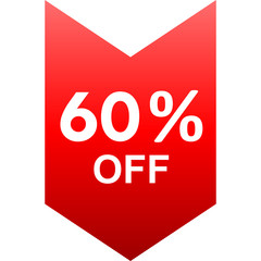 Sale - 60 percent off - red gradient tag isolated - vector