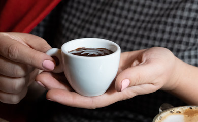 Woman Hands Holding Cup of Hot Chocolate