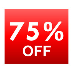 Sale - 75 percent off - red gradient tag isolated - vector