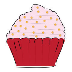 Isolated sketch of a cupcake over a white background - Vector illustration