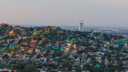 A view on the colorful vivid Favela's of Monterrey in Mexico