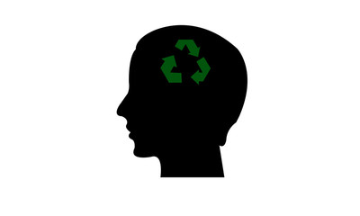 head silhouette with ecological conscience brain
