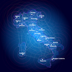 Italy map. Bright illustration map of Italy with communications lines.