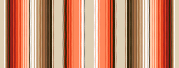 Burnt Orange, Brown & Navajo White South Western Blanket Stripes Seamless Vector Pattern. Mexican Serape Texture with Threads. Native American Textile. Ethnic Boho Background. Tile Swatch Included.
