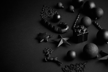 Christmas minimalistic and simple composition in mat black color