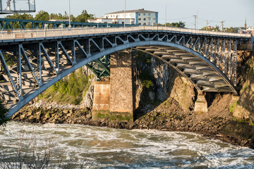 Steel bridge over reversing tides St Johns Nova Scotia