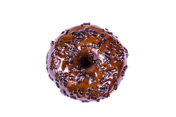 Donut with chocolate glaze on top isolated on a white background