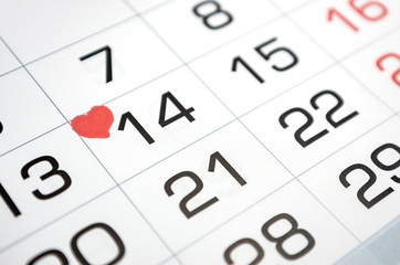 mark on the calendar February 14, Valentine's day, love, relationship
