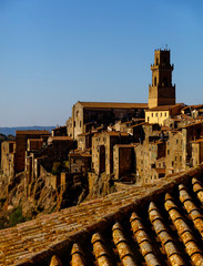 Pitigliano Italy, view of the city at sunrise