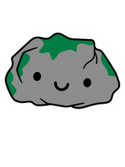 stein felsen steinchen kiesel süß niedlich augen gesicht mund moos lieb kind baby design glücklich überwachsen alt riss