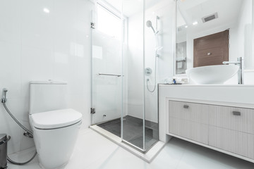 Fototapeta na wymiar Beautiful Large Bathroom.White toilet bowl