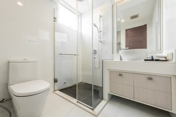 Naklejka na ściany i meble Beautiful Large Bathroom.White toilet bowl