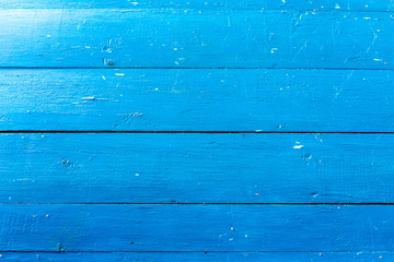 Obraz premium old wooden fence blue paint texture boards. Background